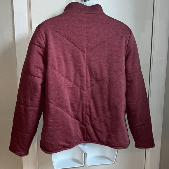 THREE DOTS Heather Tibetan Red Quilted Step Hem Knit Jacket-S - Picture 5 of 10